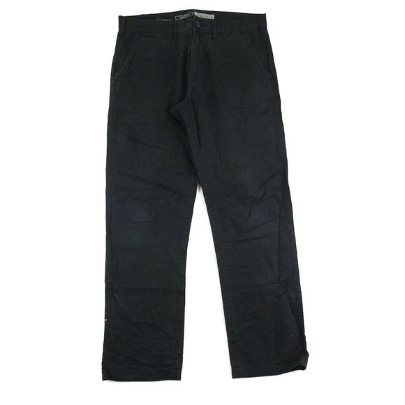 Canda Mens Straight Pants Black Mid Rise Flat Front 100% Cotton 34x32 - Picture 1 of 9